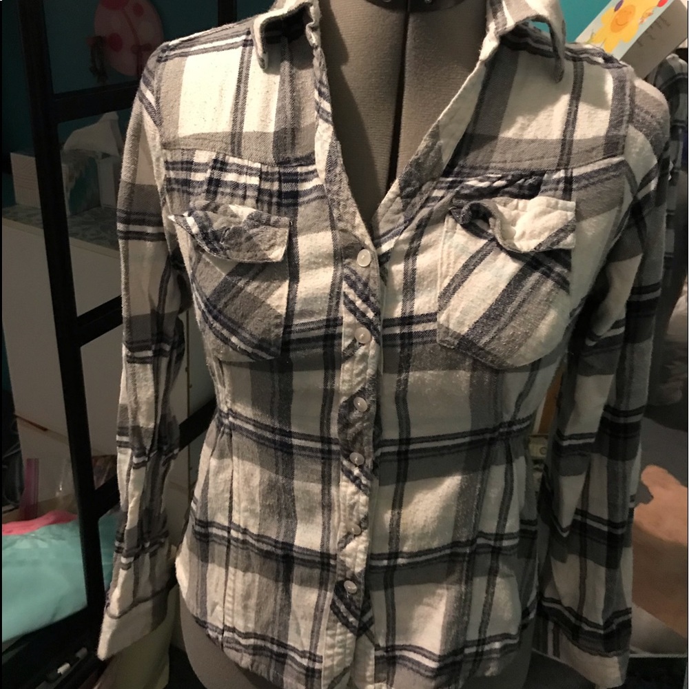 white and grey flannel